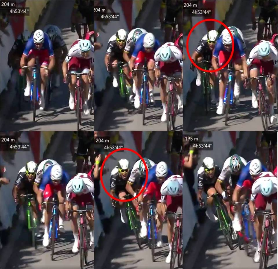 La Injusta expulsion de Peter Sagan del Tour de Francia , Caída de Mark Cavendish , Imágenes del incidente entre Peter Sagan y Mark Cavendish