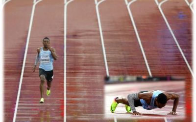 El atleta Isaac Makwala corrió solo a pesar del escándalo por impedirle correr en la serie de 200 metros