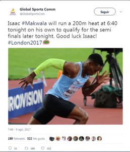 El atleta Isaac Makwala corrió solo a pesar del escándalo por impedirle correr en la serie de 200 metros, Mundial de atletismo gastroenteritis isaac makwala 400 metres isaac makwala 400m isaac makwala all athletics isaac makwala training