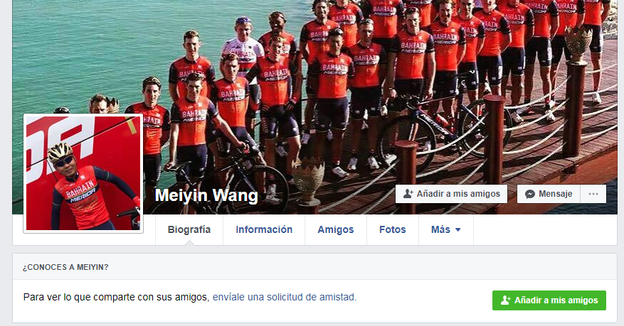 Meiyin Wang Facebook, ciclista profesional en el equipo Bahrain Merida Pro Cycling Team