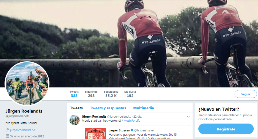Jürgen Roelandts Twitter, ciclista profesional en el equipo BMC Racing Team