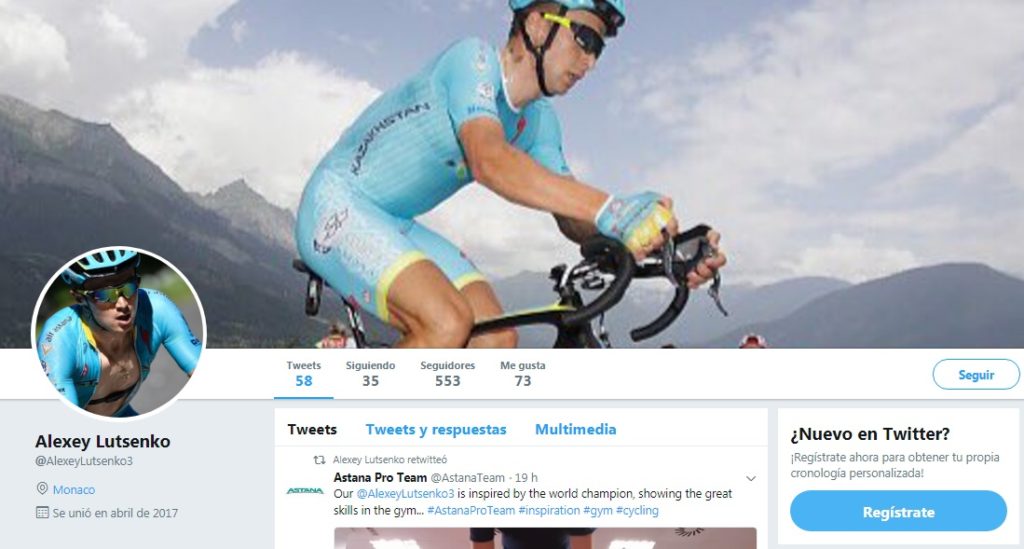 Alexéi Lutsenko Twitter, ciclista profesional del Astana Pro Team