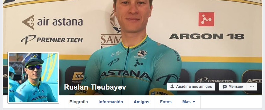 Ruslan Tleubayev Facebook, ciclista profesional del Astana Pro Team