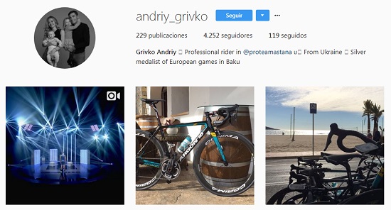 Andriy Grivko Instagram, ciclista profesional, ciclista del astana pro team