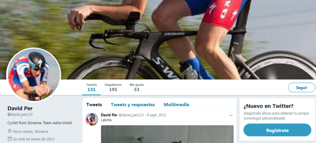 David Per Twitter, ciclista profesional en el equipo Bahrain Merida Pro Cycling Team