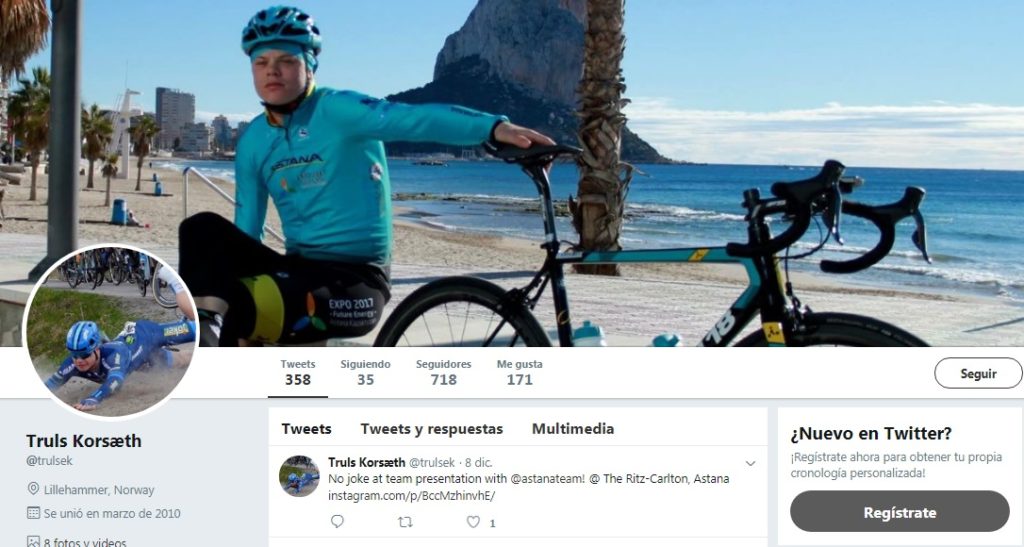 Truls Engen Korsæth Twitter, ciclista profesional del Astana Pro Team