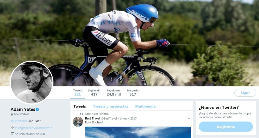 Adam Yates Twitter, ciclista del equipo Mitchelton-Scott Cycling Team