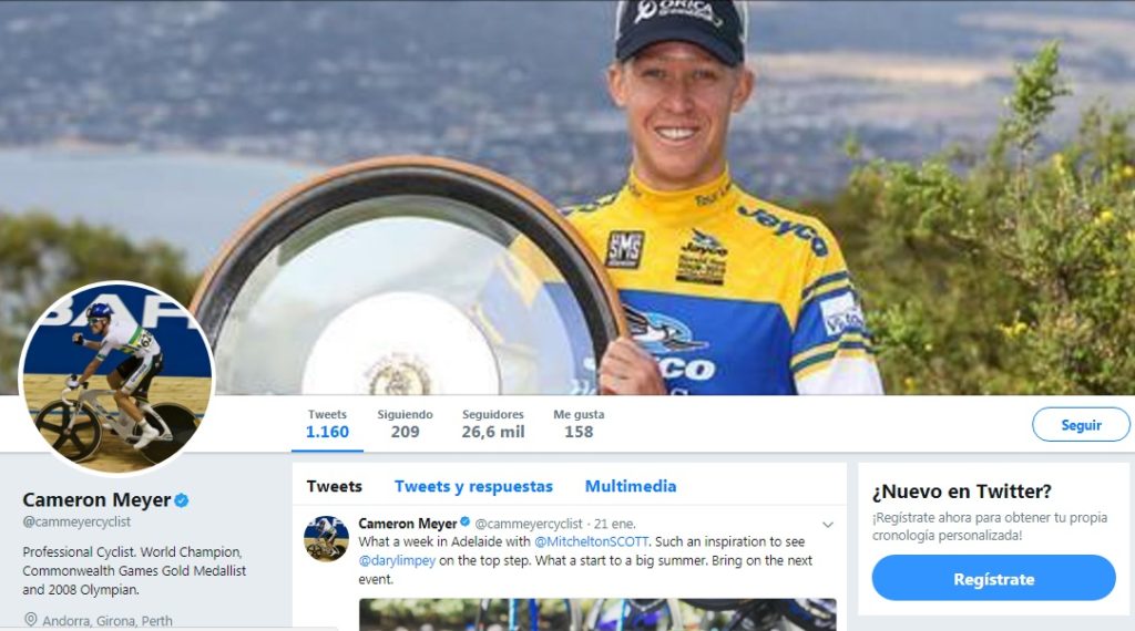 Cameron Meyer Twitter, ciclista del equipo Mitchelton-Scott Cycling Team