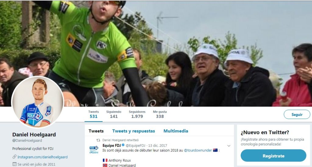 Daniel Hoelgaard Twitter, ciclista del equipo Équipe Cycliste FDJ