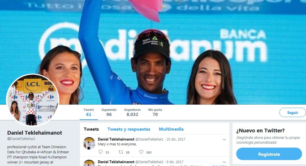 Daniel Teklehaimanot Twitter, ciclista profesional en el equipo ciclista Dimension Data
