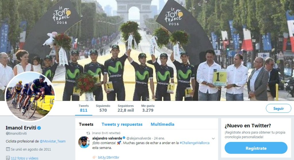 Imanol Erviti Twitter, ciclista del equipo Movistar Team