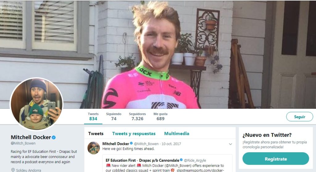 Mitchell Docker Twitter, ciclista del equipo EF Education First-Drapac