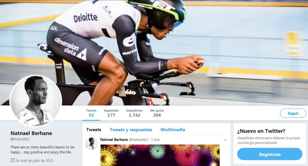 Natnael Berhane Twitter, ciclista profesional en el equipo ciclista Dimension Data