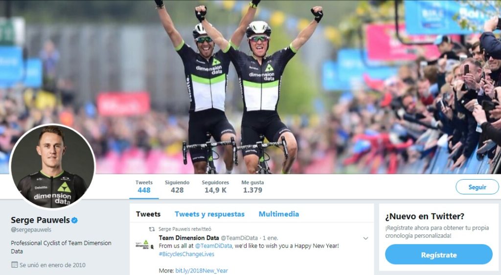 Serge Pauwels Twitter, ciclista profesional en el equipo ciclista Dimension Data