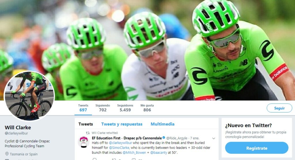 William Clarke Twitter, ciclista del equipo EF Education First-Drapac