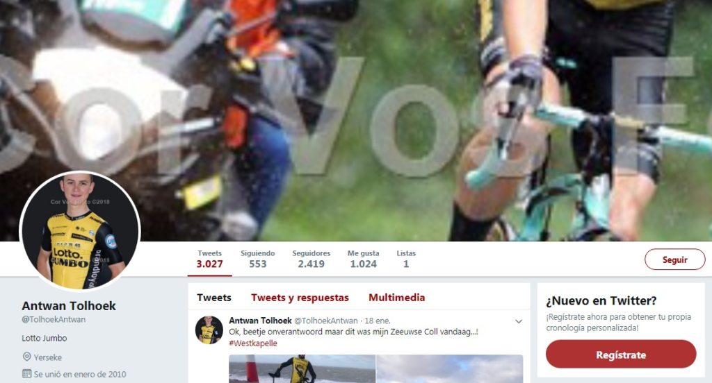 Antwan Tolhoek Twitter, ciclista del equipo Team LottoNL-Jumbo