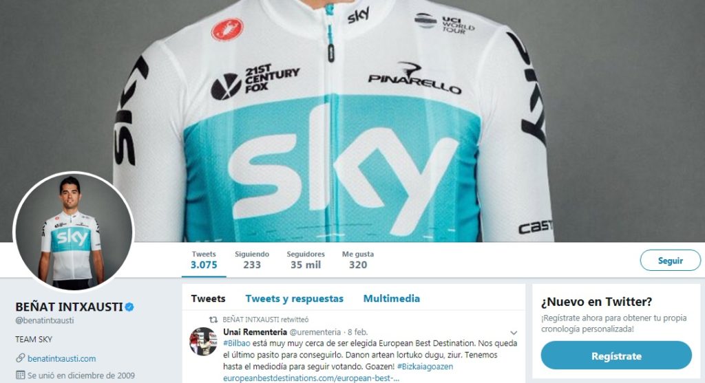 Beñat Intxausti Twitter, ciclista del equipo Team Sky