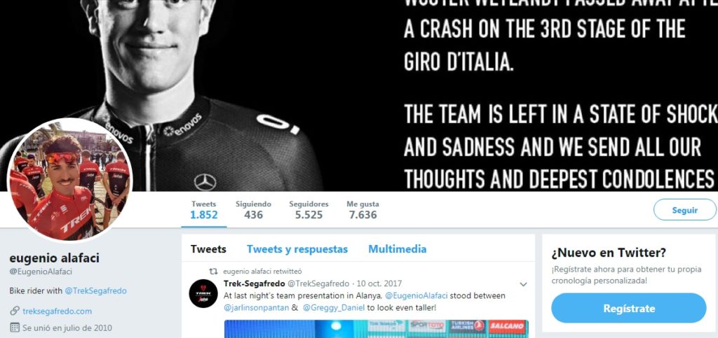 Eugenio Alafaci Twitter, ciclista del equipo Trek – Segafredo