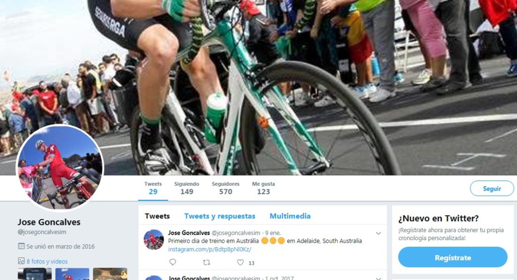 José Gonçalves Twitter, ciclista del equipo Team Katusha Alpecin