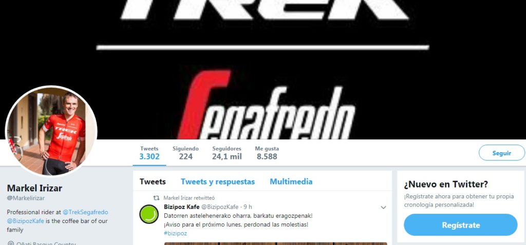 Markel Irizar Twitter, ciclista del equipo Trek – Segafredo