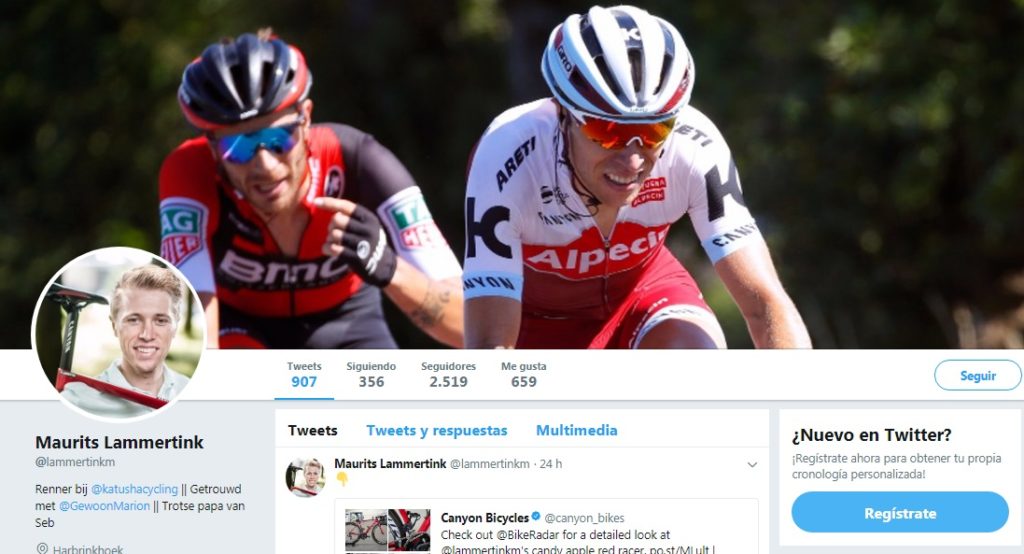 Maurits Lammertink Twitter, ciclista del equipo Team Katusha Alpecin