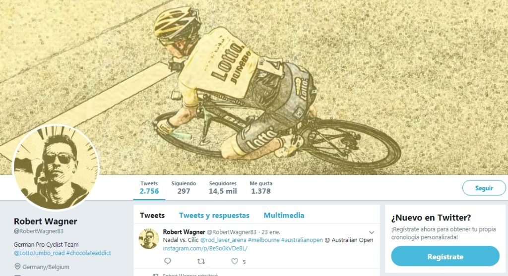 Robert Wagner Twitter, ciclista del equipo Team LottoNL-Jumbo