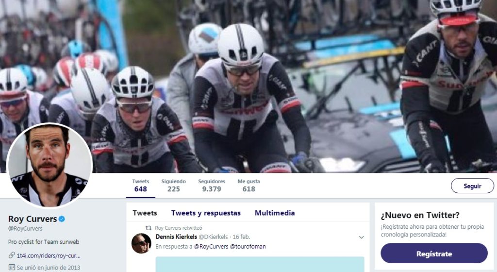 Roy Curvers Twitter, ciclista del equipo Team SunWeb