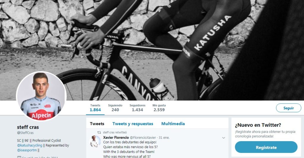 Steff Cras Twitter, ciclista del equipo Team Katusha Alpecin
