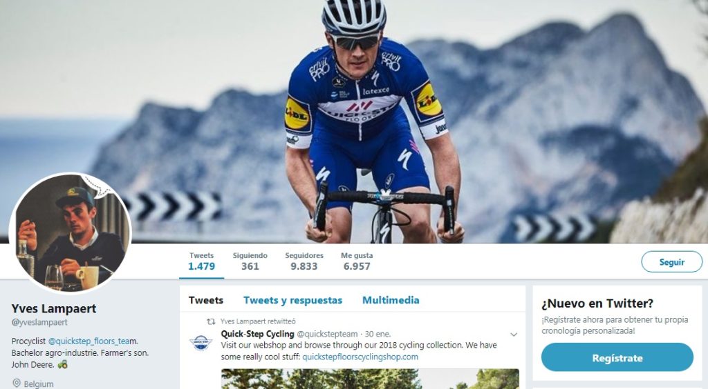 Yves Lampaert Twitter, ciclista del equipo Quick-Step-Floors